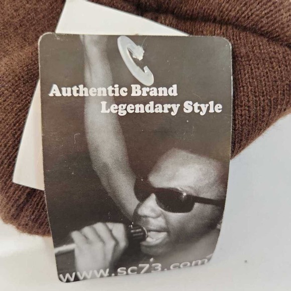 Sedgwick & Cedar Mens Beanie Hat Brown Brim Knit Logo Fitted Winter One Size New - Picture 6 of 6